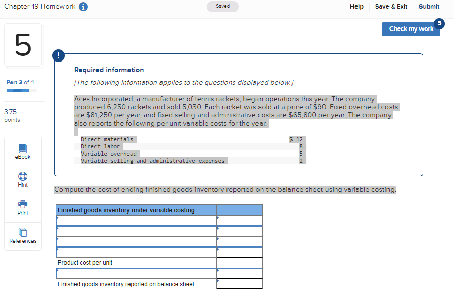 Chapter 19 Homework 5 ! Saved Help Save & Exit Submit 5