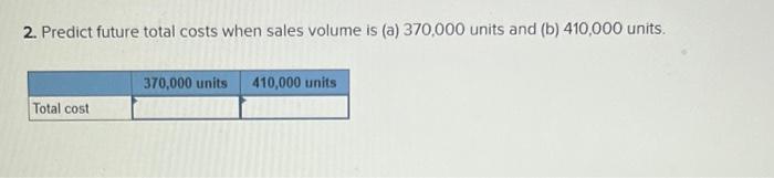 to predict future variable and fixed costs. Month Units Sold Total Cost