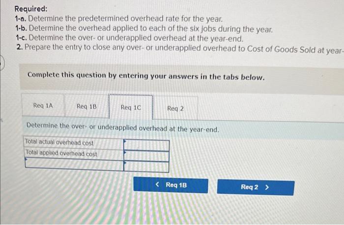 also estimated the following overhead costs for the year. Indirect labor Rent