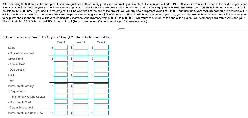 After spending $9,800 on client-development, you have just been offered a big