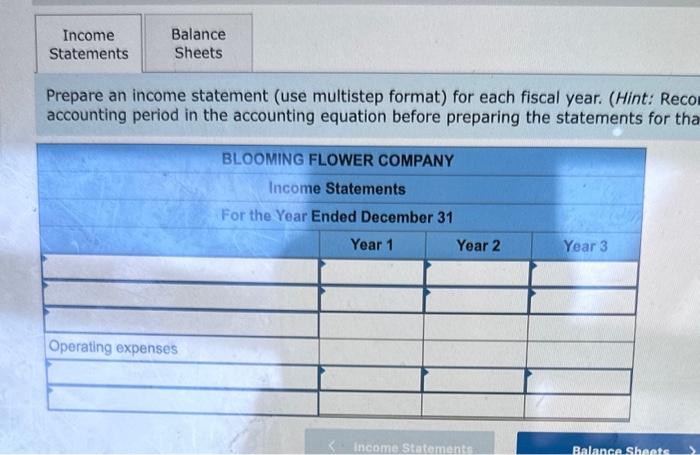 3-6 Blooming Flower Company was started in Year 1 when it acquired