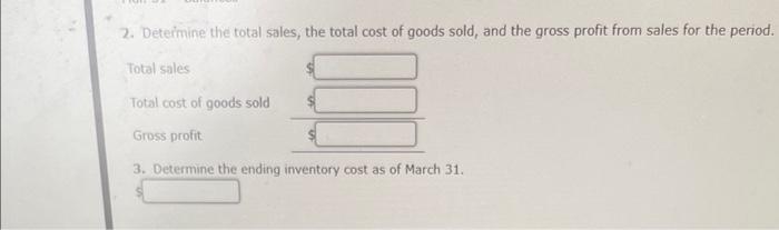 March 31 are as follows: Date Transaction Number of Units Per Unit