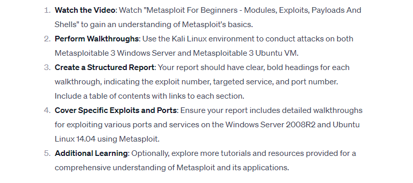 1. Watch the Video: Watch "Metasploit For Beginners - Modules, Exploits, Payloads
