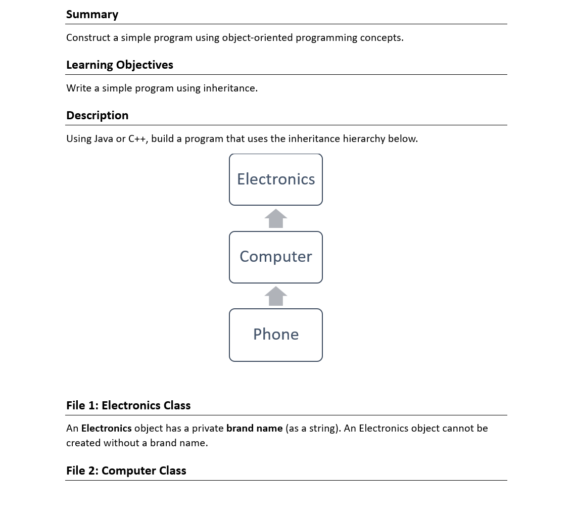 Summary Construct a simple program using object-oriented programming concepts. Learning Objectives Write