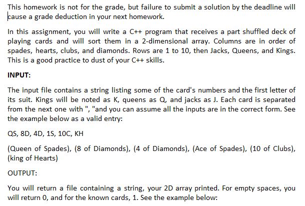 This homework is not for the grade, but failure to submit a