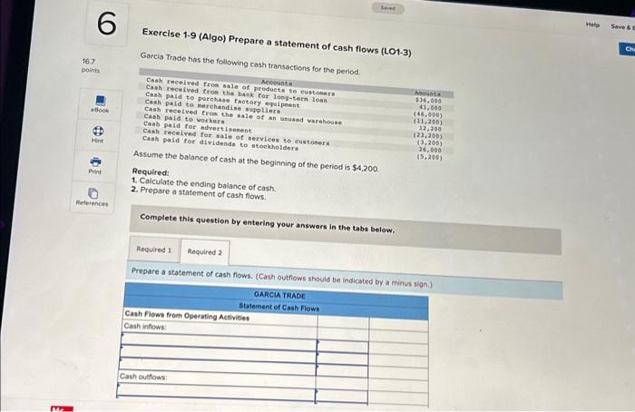 167 6 points +Book 10 10 Print References Exercise 1-9 (Algo) Prepare