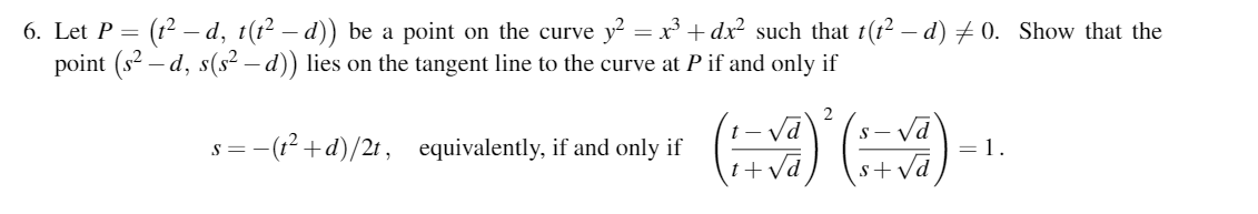 6. Let P = (t d, t(t d)) be a point on