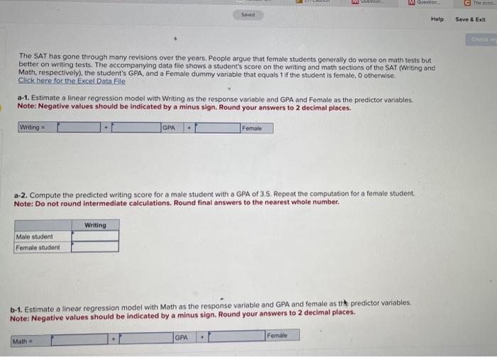 Saved mation Question C The sco Help Save & Exit The SAT
