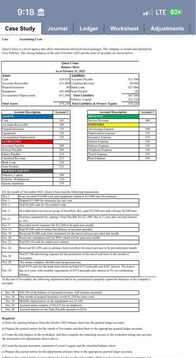 9:18 II LTE 924 Case Study Journal Ledger Worksheet Adjustments Cave Accounting