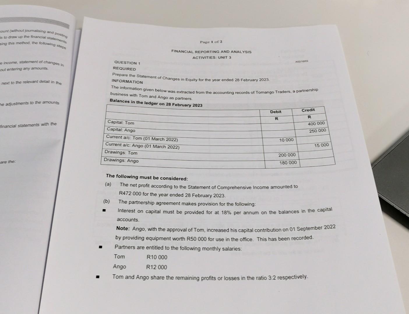 Count (without journalising and posting is to draw up the financial statements