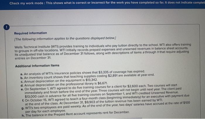 Check my work mode: This shows what is correct or incorrect for