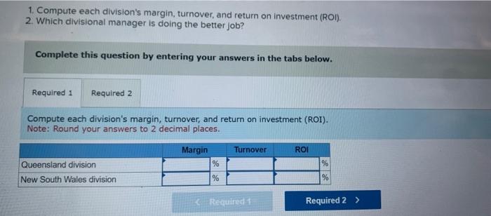 operating data for two divisions of Outback Brewing. Limited, of Australia are