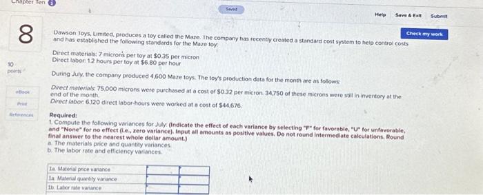 apter Ten 8 Saved Help Save & Exit Submit Check my work