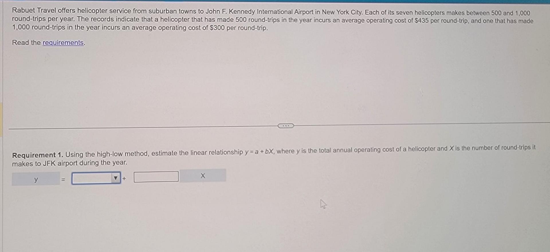 a + bx, where y is the total annual operating cost of
