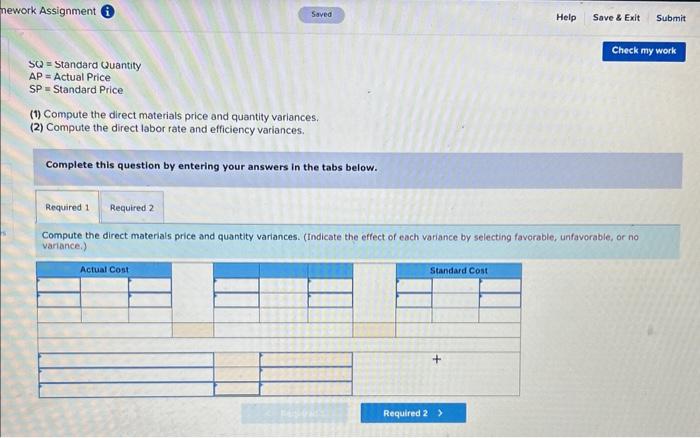 variances LO P3 The following information relates to production activities of Mercer