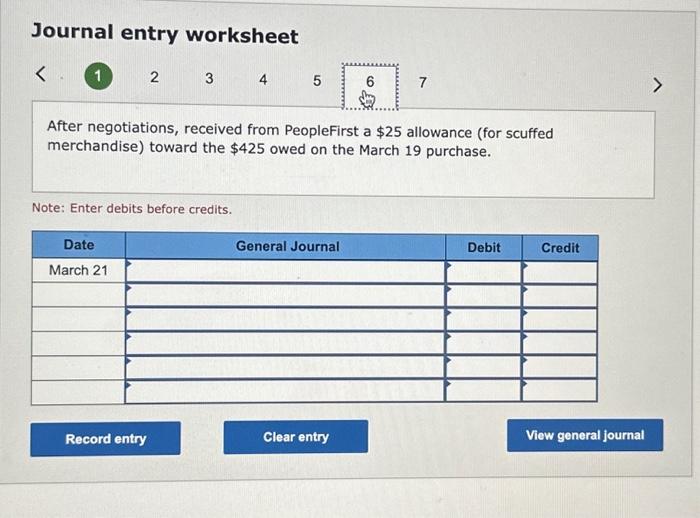 7 Paid $75 cash for shipping charges on the March 3 purchase.