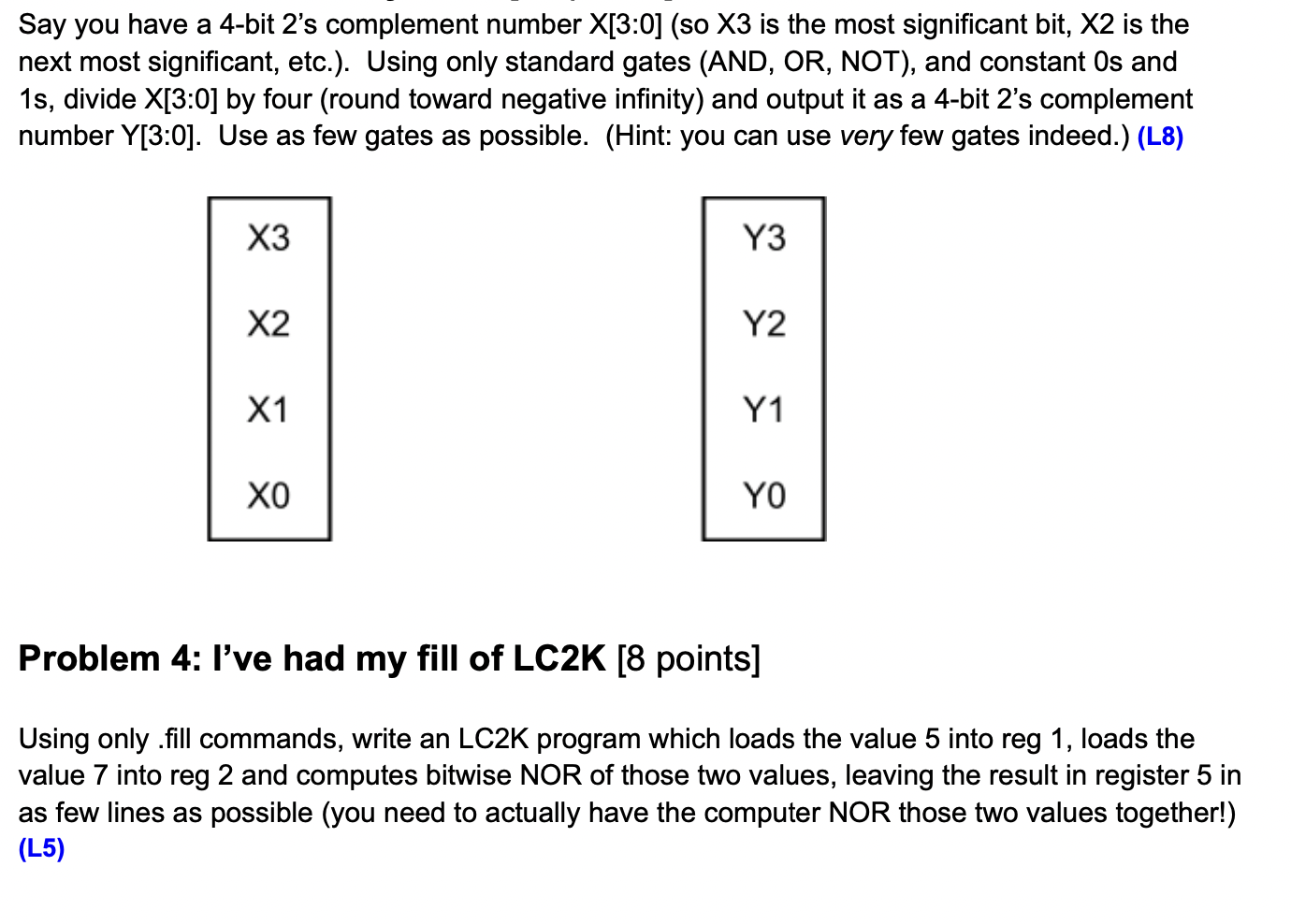 Say you have a 4-bit 2's complement number X[3:0] (so X3 is