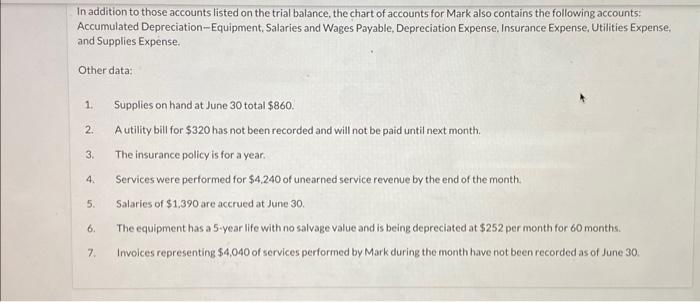 Trial Balance June 30, 2025 Debit Credit Cash $6,990 Accounts Receivable 7,140