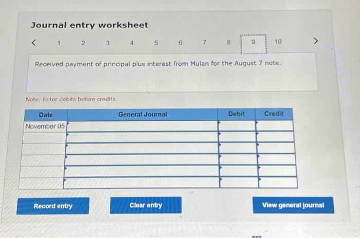 September 3 Accepted a $2,030, 60-day, 11% note in granting Noah Carson