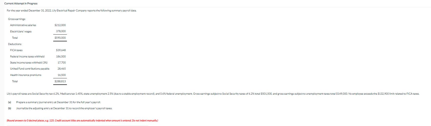 Current Attempt in Progress For the year ended December 31, 2022, Lily