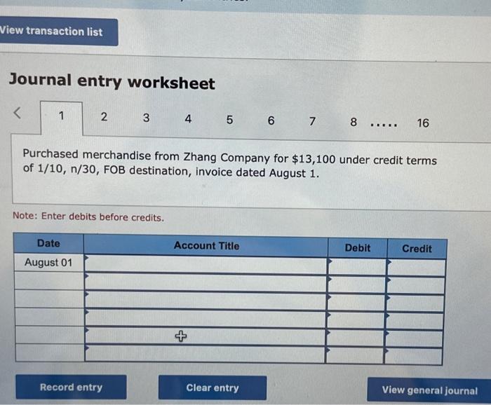 entries to record the following merchandising transactions of Thompson's, which uses the