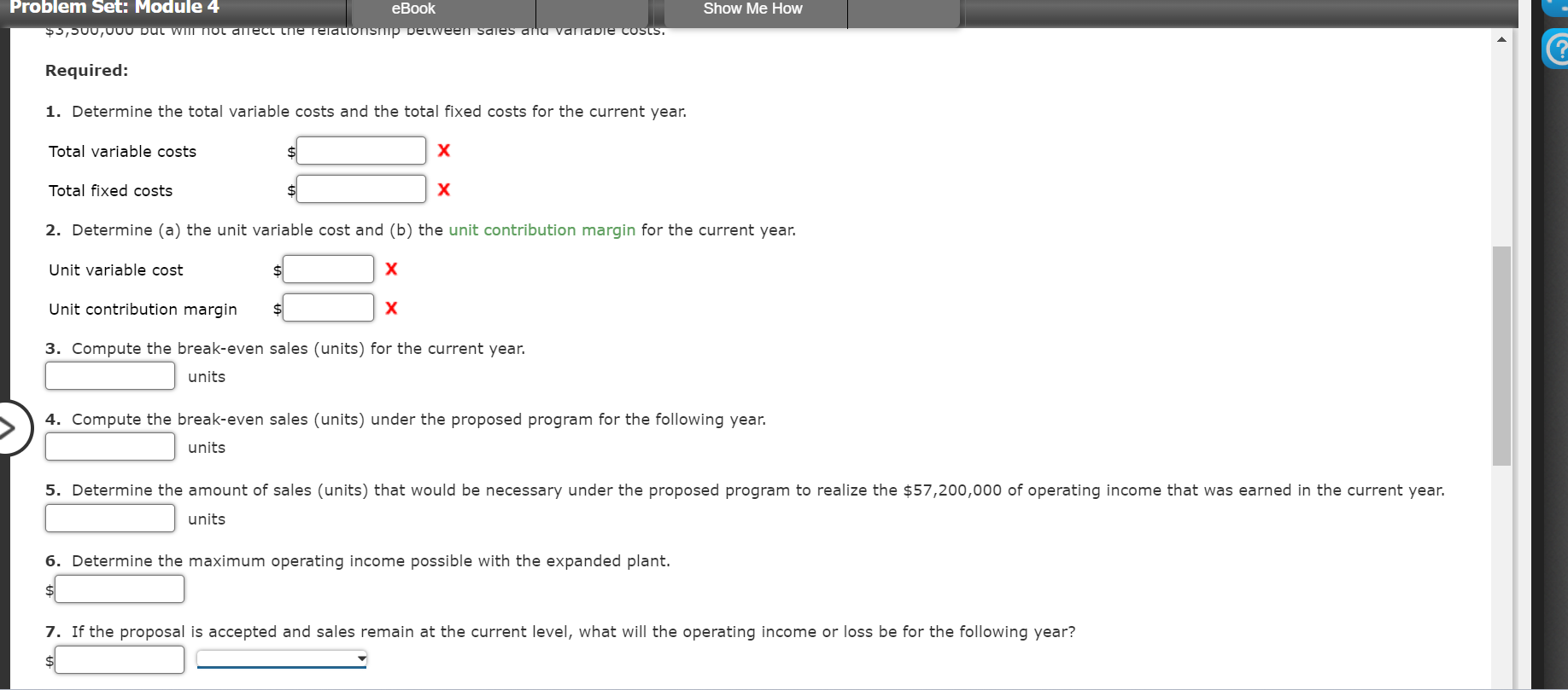 and Proposed Conditions Portmann Company, operating at full capacity, sold 1,000,000 units