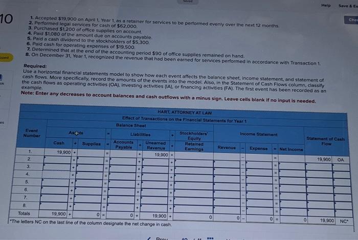 Help Save & Ex 10 oped 1. Accepted $19,900 on April 1,