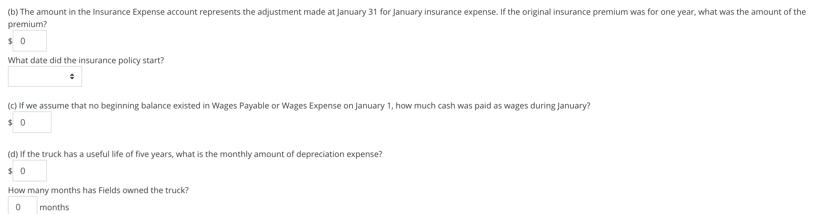 shown below as of January 31; adjusting entries have already been posted.