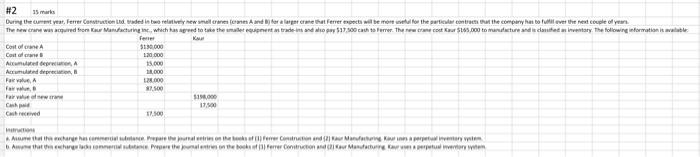 #2 15 marks During the current year, Ferrer Construction Ltd. traded in