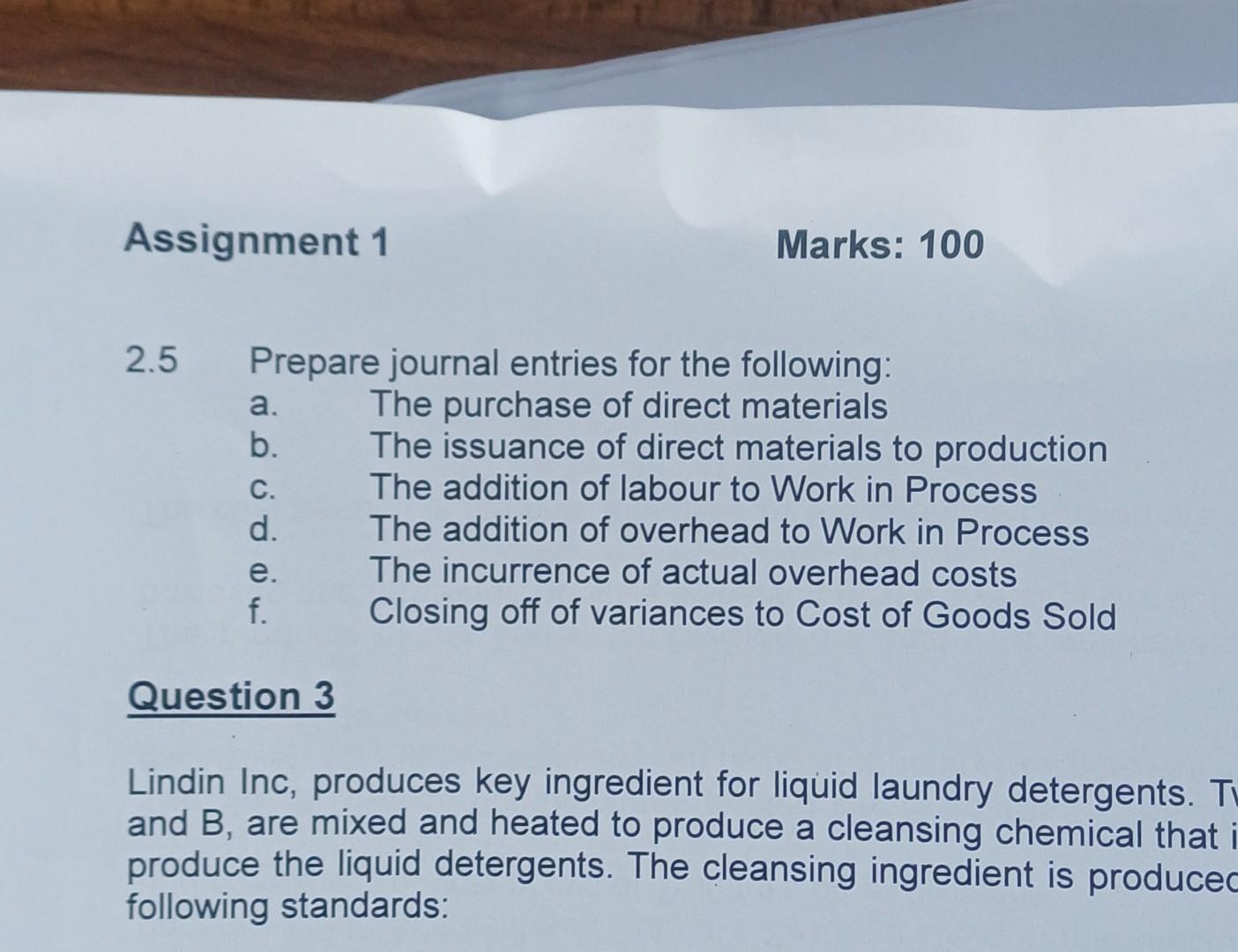 income statement (ignore income taxes) Cash budget Question 2 The plant of