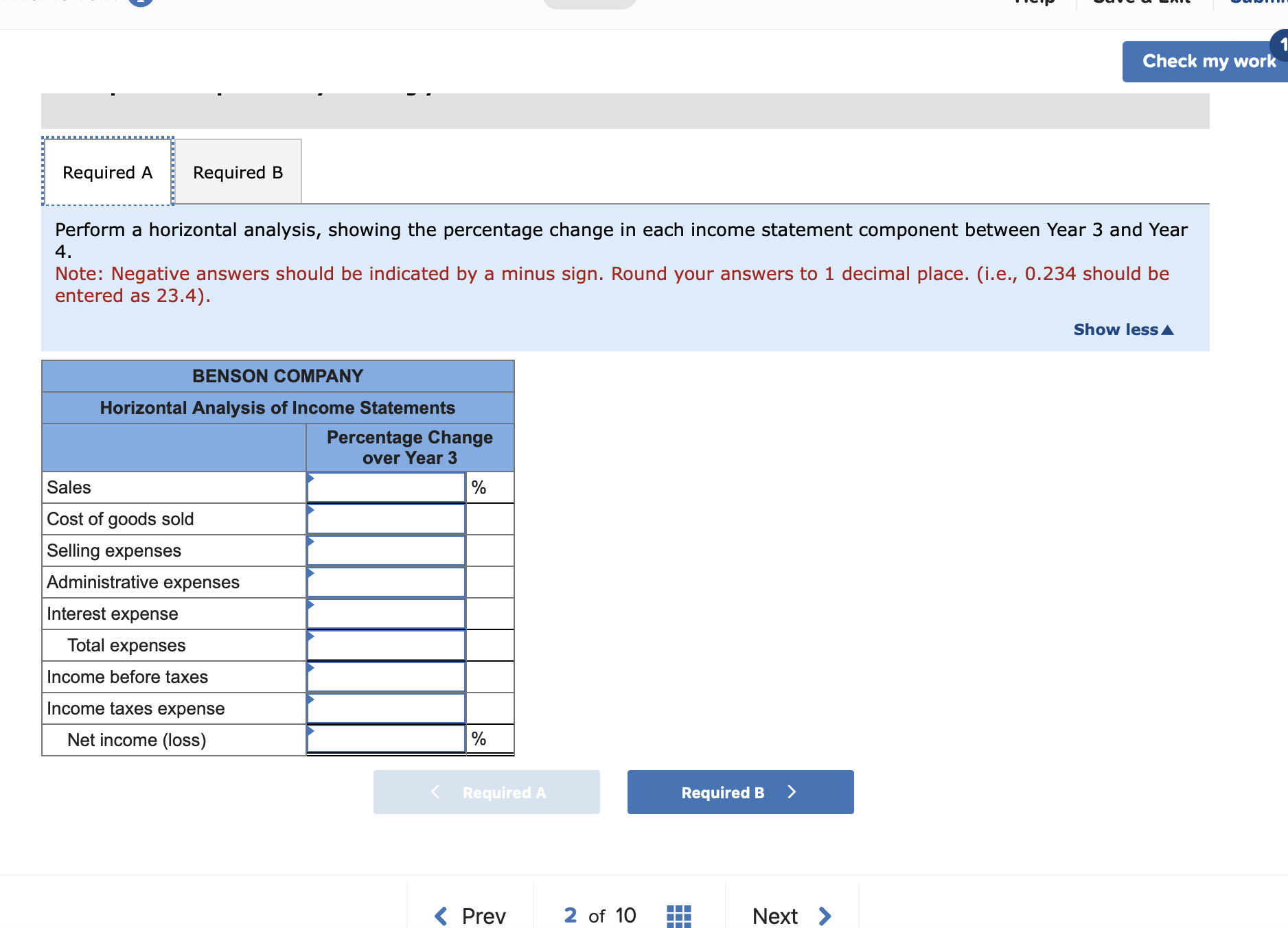 statements for Benson Company for Year 3 and Year 4 follow: Check
