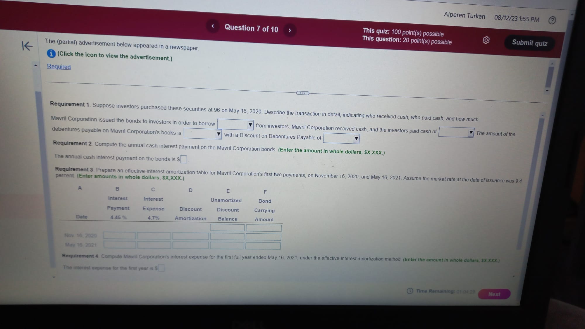 K The (partial) advertisement below appeared in a newspaper. (Click the icon