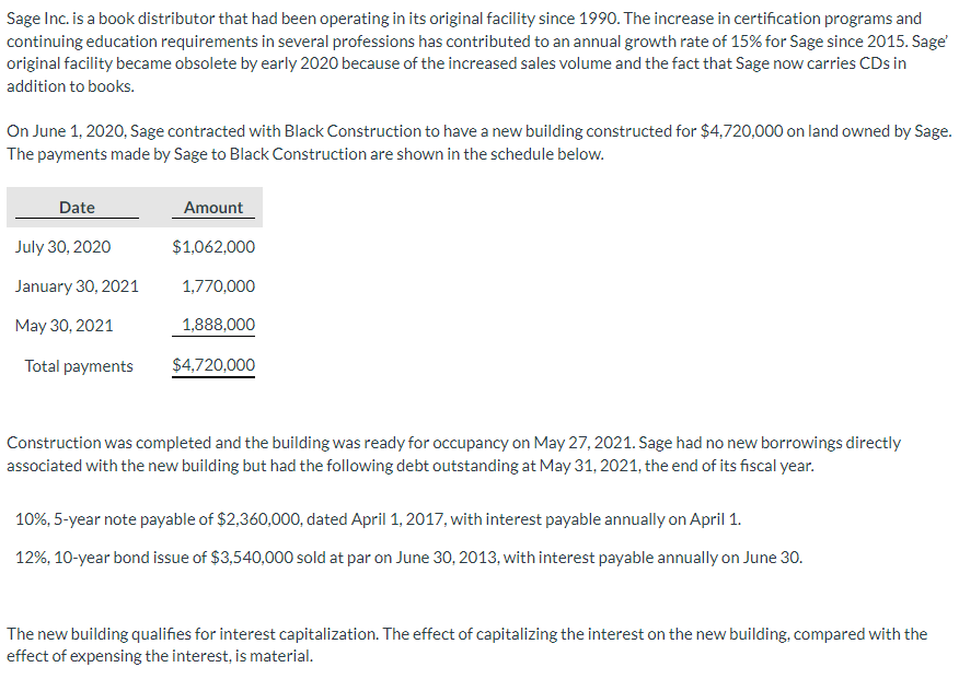 Sage Inc. is a book distributor that had been operating in its