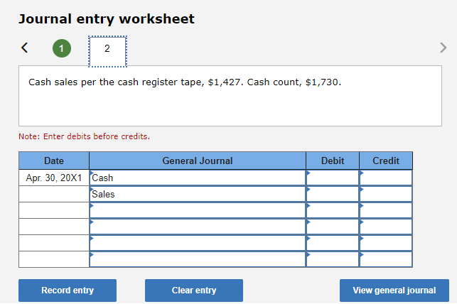 change fund in its cash register. The cash receipts for the period