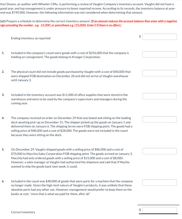 Kari Downs, an auditor with Wheeler CPAs, is performing a review of