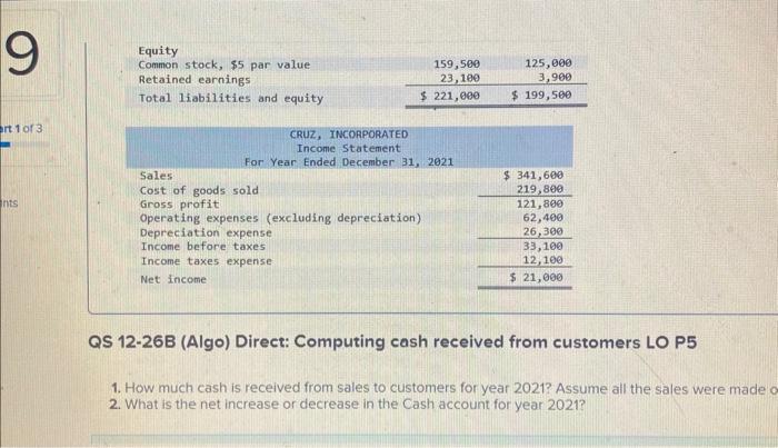 information applies to the questions displayed below.] A comparative balance sheet and