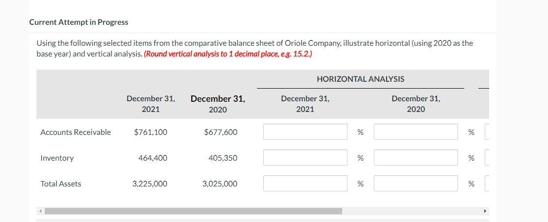 Company, illustrate horizontal (using 2020 as the base year) and vertical analysis.