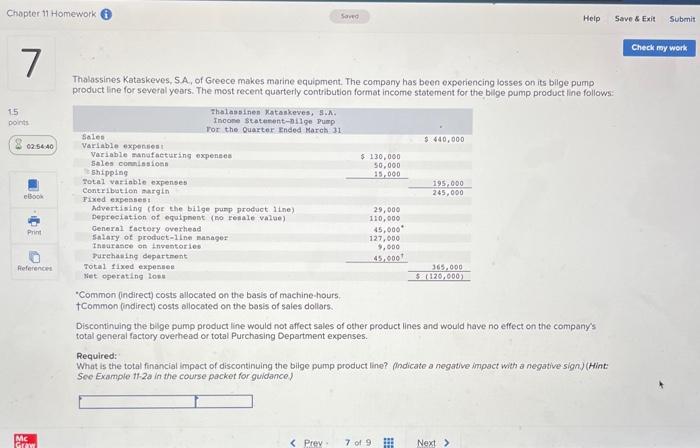 Chapter 11 Homework 15 Saved Help Save & Exit Submit 7 Thalassines