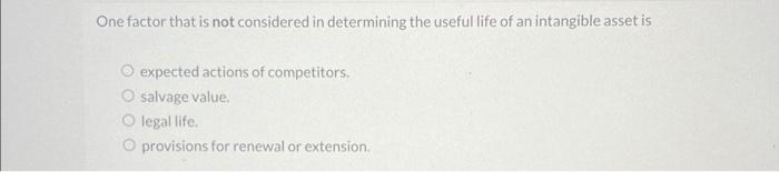 One factor that is not considered in determining the useful life of