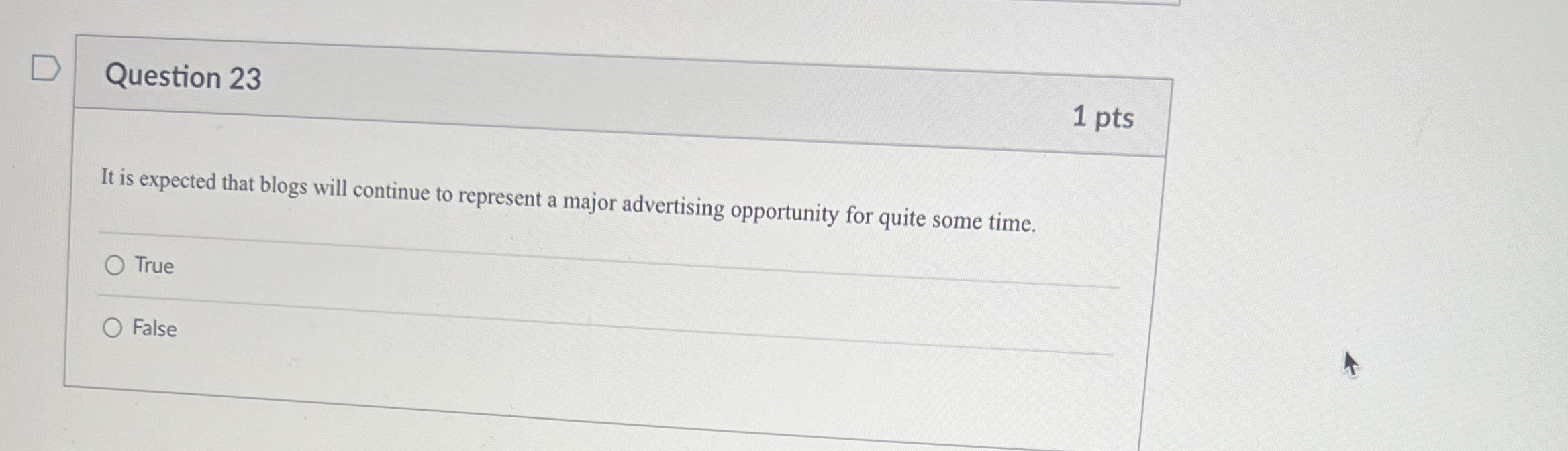 D Question 23 It is expected that blogs will continue to represent
