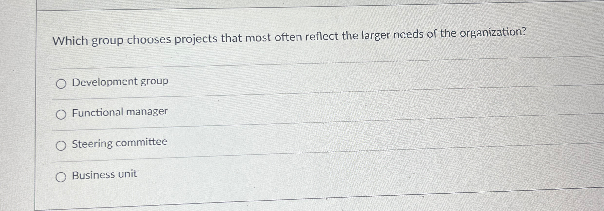 Which group chooses projects that most often reflect the larger needs of