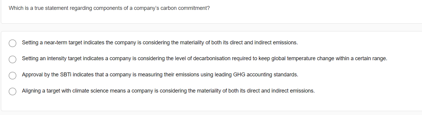 Which is a true statement regarding components of a company's carbon commitment?