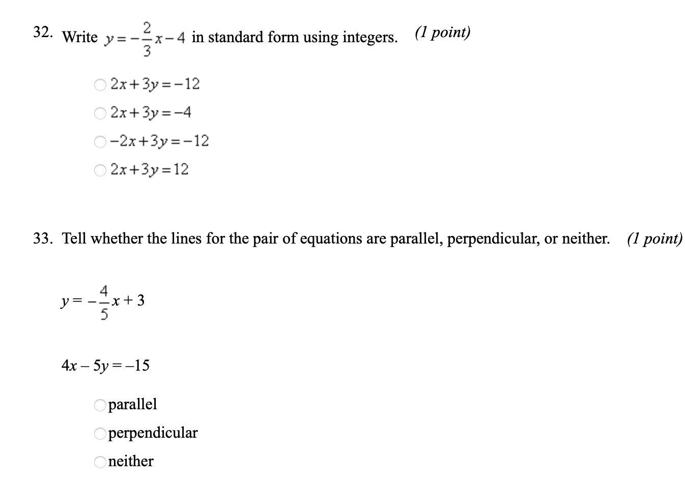 -10 5 E 5 10 x 10 x 27. Find the slope