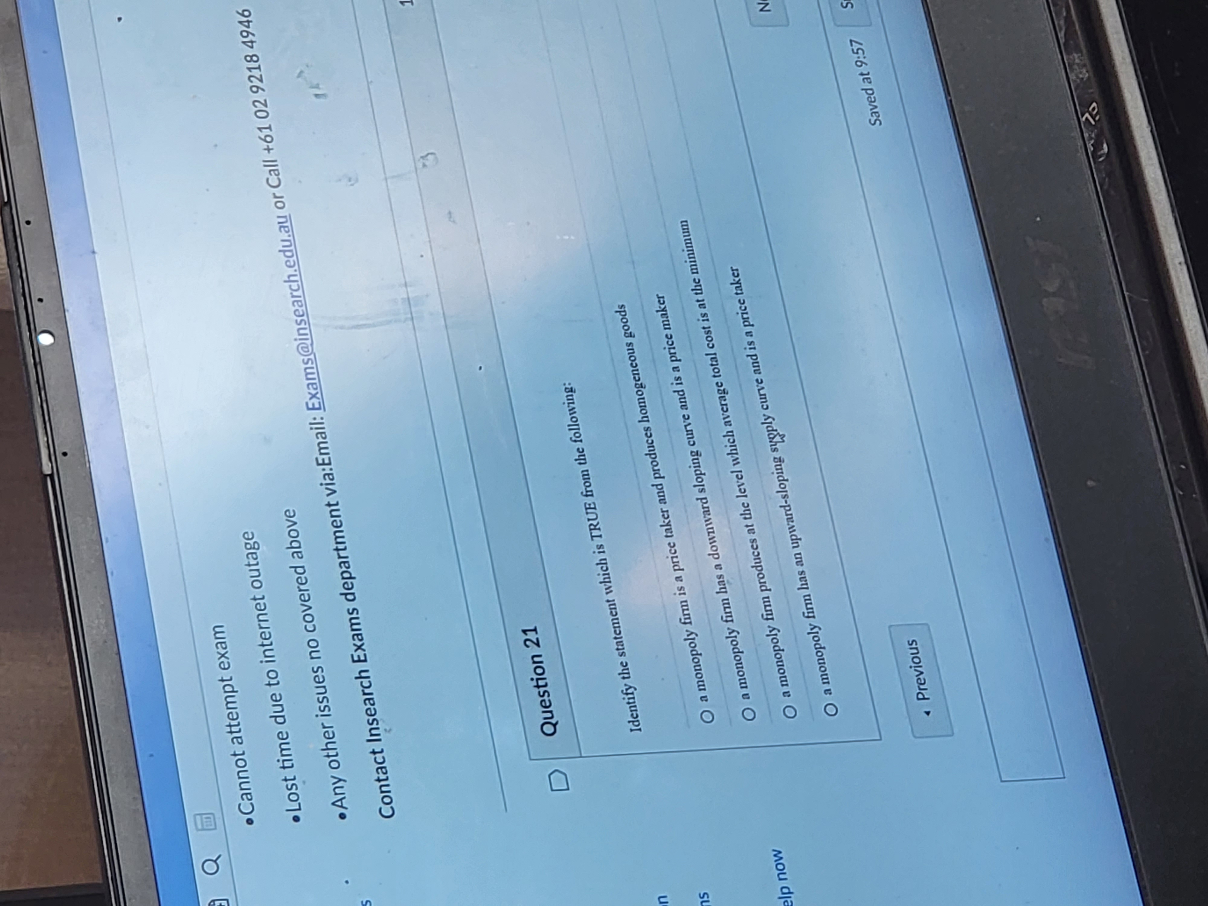 n S H a Cannot attempt exam Lost time due to internet