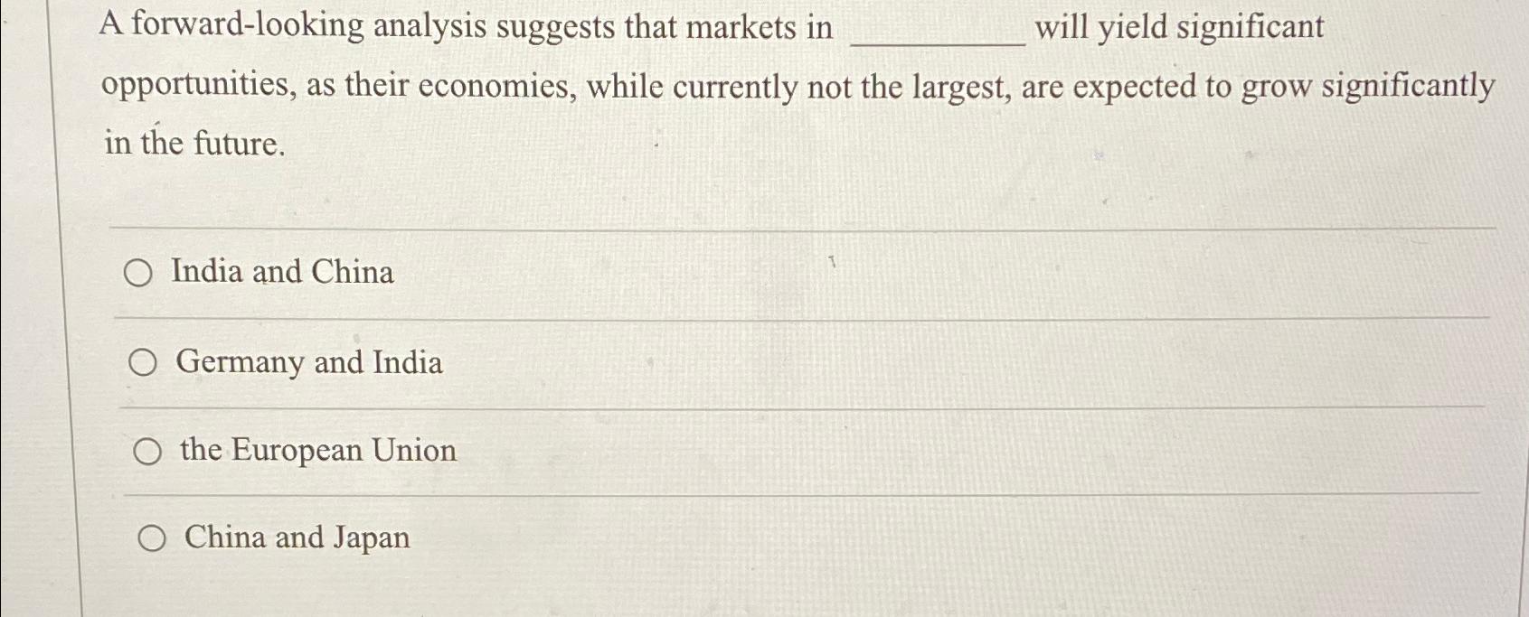 A forward-looking analysis suggests that markets in will yield significant opportunities, as