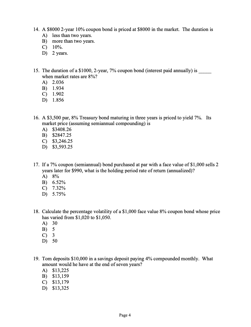 quarterly, will be worth how much after 5 years? A) $6,691 B)