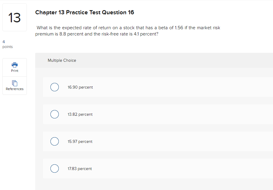 5.86 Percent 5.98 Percent 4.83 Percent 4 3 points Chapter 13 Practice