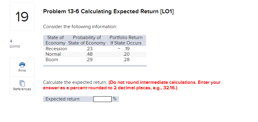 risk-free rate is expected to be 4.50 percent? Print References Multiple Choice