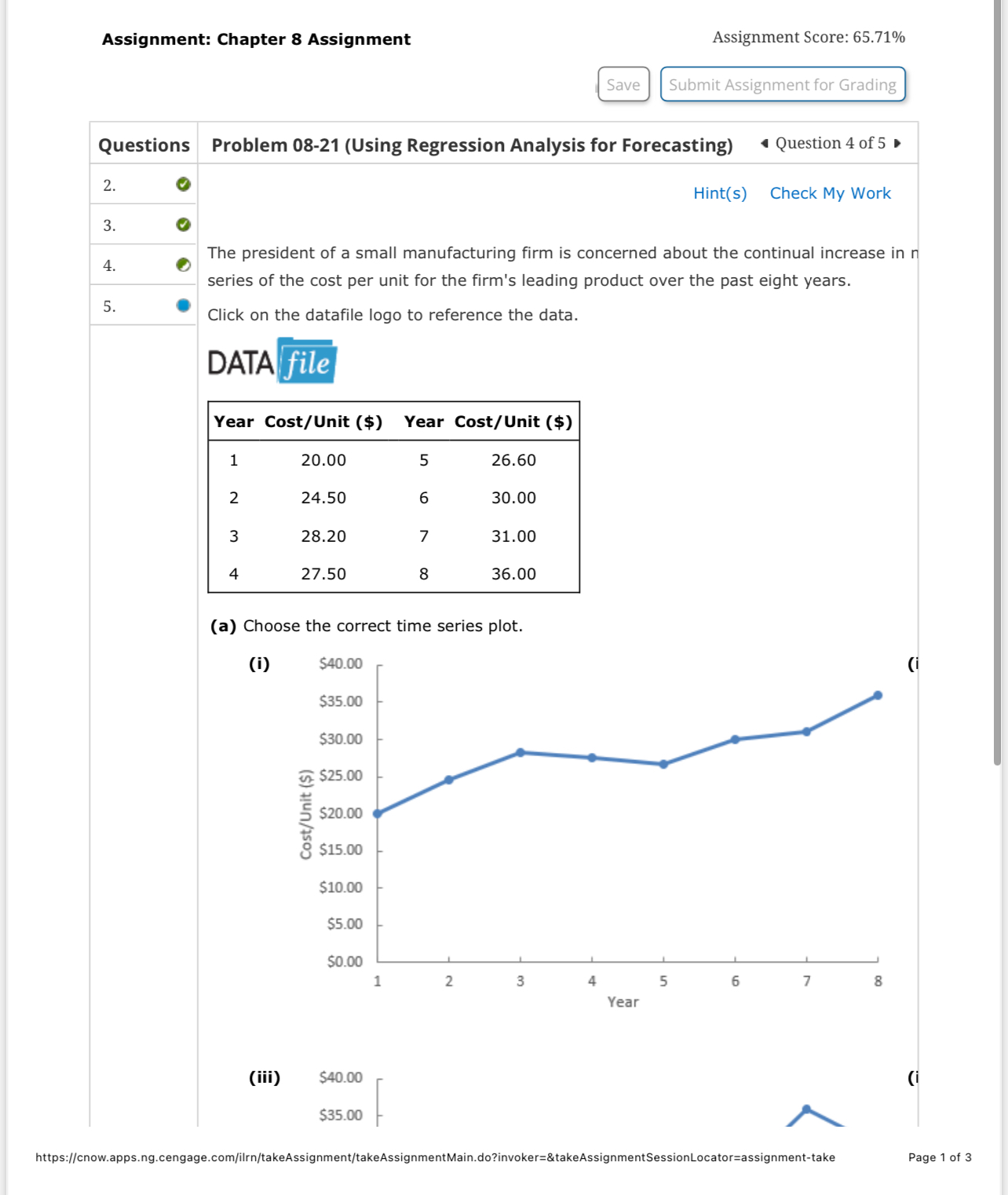 Assignment: Chapter 8 Assignment Assignment Score: 65.71% Save Submit Assignment for Grading