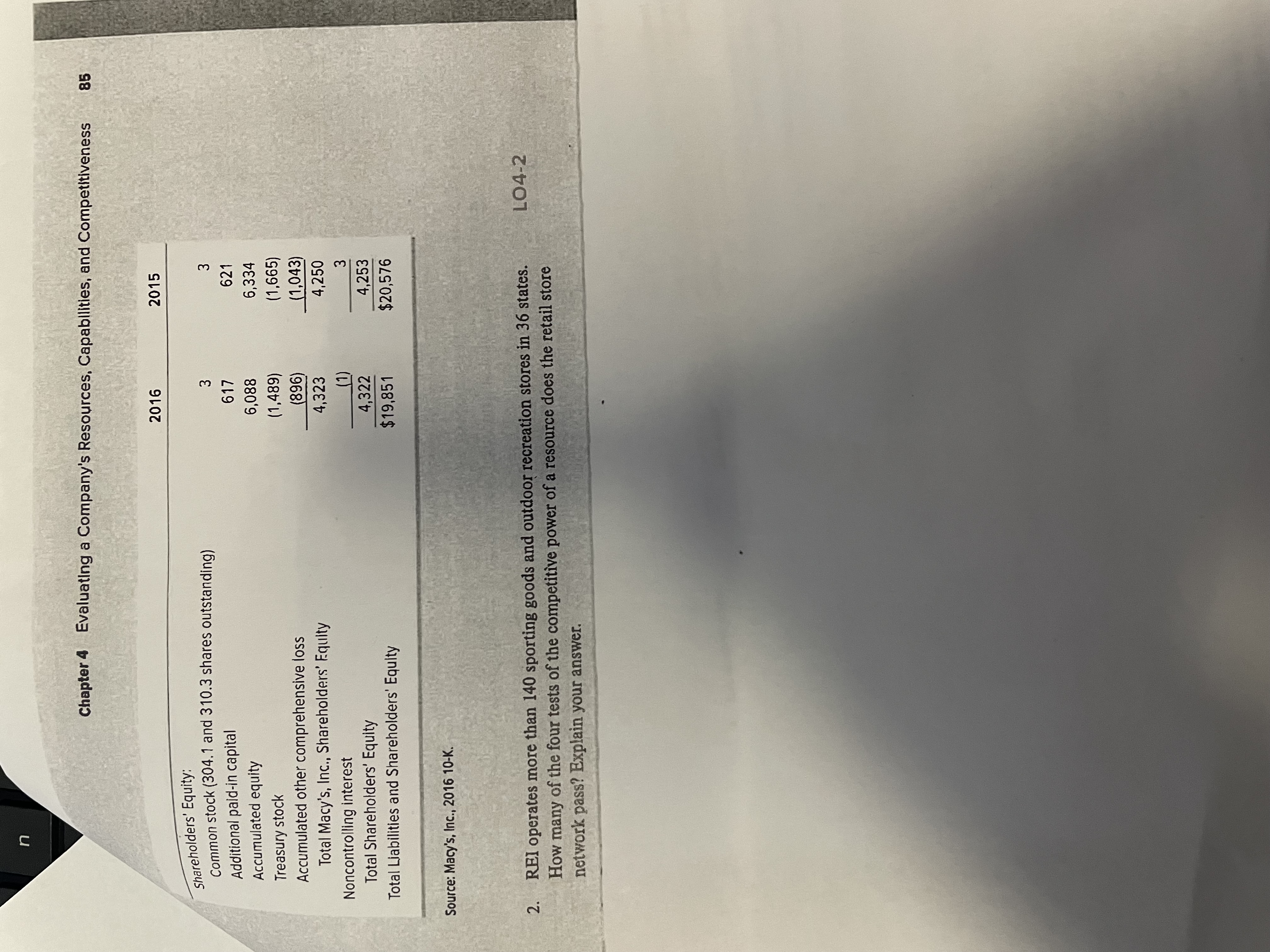 for Macy's for both 2015 and 2016. Based on these ratios, did